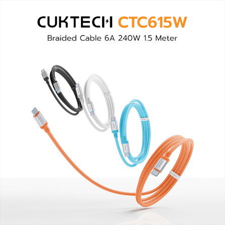 สายชาร์จเร็ว CUKTECH รุ่น CTC615W 6A 240W USB-C ยาว 1.5 ม. สีฟ้า (รองรับการชาร์จ PD3.1)_1
